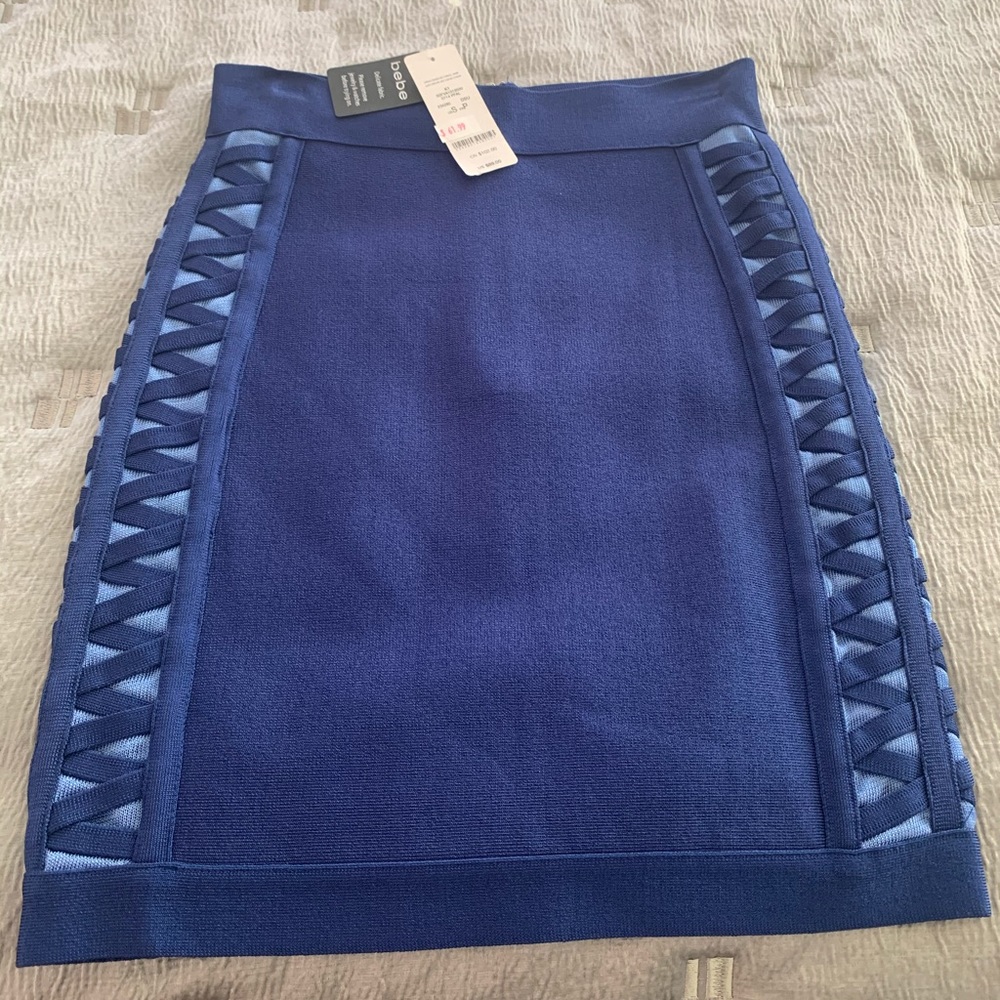 Bebe size small blue bandage skirt